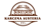 Logo restauracji Austeria w Sławkowie przedstawiające karczmę oraz napis Karczma Austeria XVIII w.